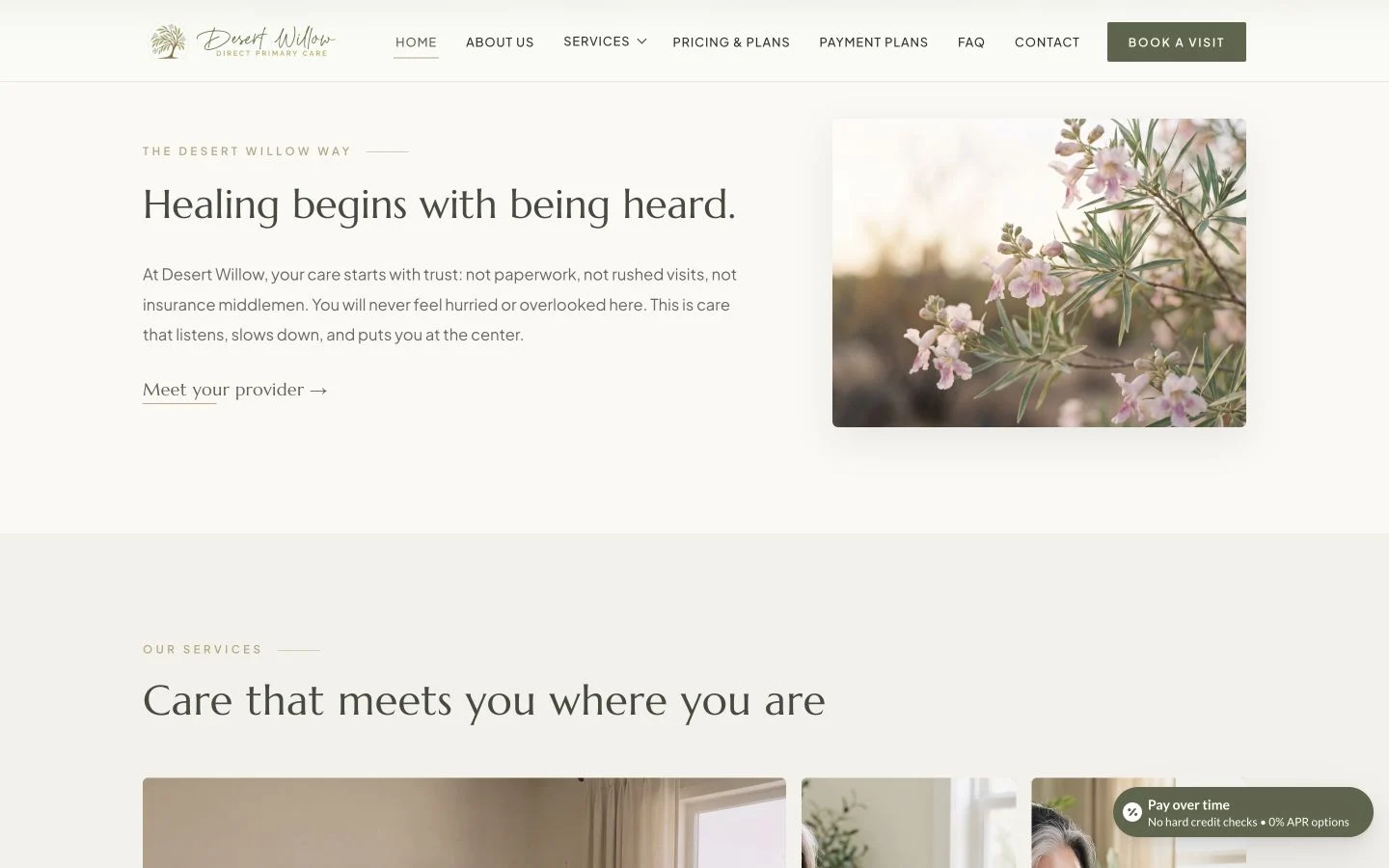 Heather&rsquo;s story page on the Desert Willow website designed by JT Studio