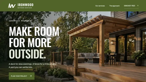 Ironwood Outdoor Services website by JT Studio