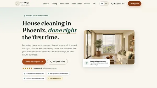 Sol & Sage website by JT Studio