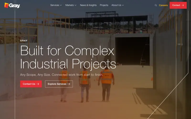 The Gray homepage with the headline Built for Complex Industrial Projects